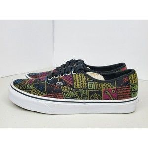 Vans Low Top Lace Up Black Aztec Print Skate Sneakers, Women's 9, Men's 7.5
